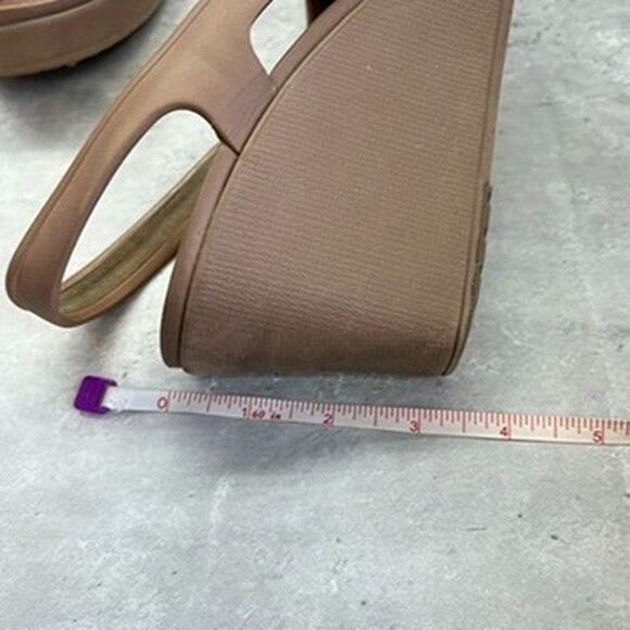 Crocs Havana Peep Toe Brown Slingback Platform Wedge Sandals Womens Size 10 - Picture 7 of 10